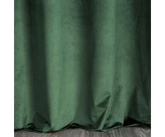Eurofirany MARGOT Naktinė užuolaida iš aksomo su siuvinėjimu dekoruota juosta ir blizgučiais, 140X250 cm, kilpos /žiedai, spalva: tamsiai žalia