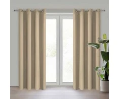 Eurofirany NERISA dimout tipo audinio užuolaida, 140 x 250 cm, žiedai/kilpos, spalva: smėlio
