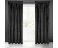 Naktinė užuolaida iš minkšto aksomo Eurofirany DIVA LINE RIA 140X270 cm, juosta/ tunelis/ kabliukai, 300g/m2, spalva: juoda