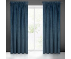 Naktinė užuolaida iš minkšto aksomo Eurofirany DIVA LINE RIA 140X270 cm, juosta/ tunelis/ kabliukai, 300g/m2, spalva: tamsiai mėlyna
