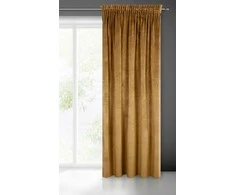 Naktinė užuolaida iš minkšto aksomo Eurofirany DIVA LINE RIA 140X270 cm, juosta/ tunelis/ kabliukai, 300g/m2, spalva: auksinė