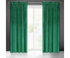 Minkšto ir blizgaus aksomo naktinė užuolaida Eurofirany SAMANTA 140X270cm, juosta / tunelis / kabliukai, spalva: žalia
