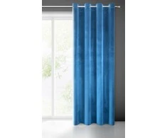 Minkšto ir blizgaus aksomo naktinė užuolaida Eurofirany SAMANTA 140X250  cm, kilpos/žiedai, spalva: tamsiai mėlyna