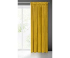 Minkšto ir blizgaus aksomo naktinė užuolaida Eurofirany SAMANTA 140X270cm, juosta / tunelis / kabliukai, spalva: garstyčių