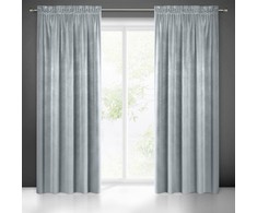Minkšto ir blizgaus aksomo naktinė užuolaida Eurofirany SAMANTA 140X270cm, juosta / tunelis / kabliukai, spalva: sidabrinė