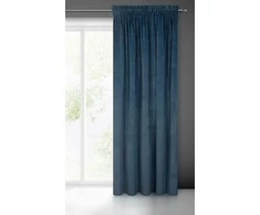 Naktinė užuolaida iš minkšto aksomo Eurofirany DIVA LINE RIA 140X270 cm, juosta/ tunelis/ kabliukai, 300 g/m2, spalva: mėlyna