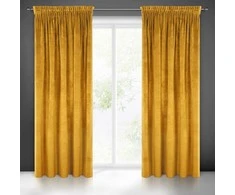Naktinė užuolaida iš minkšto aksomo Eurofirany DIVA LINE RIA 140X270 cm, juosta/ tunelis/ kabliukai, 300 g/m2, spalva: garstyčių