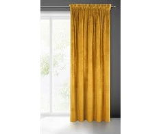 Naktinė užuolaida iš minkšto aksomo Eurofirany DIVA LINE RIA 140X270 cm, juosta/ tunelis/ kabliukai, 300 g/m2, spalva: garstyčių
