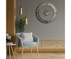 Eurofirany Rudas dekoratyvinis sieninis laikrodis, geležies ir MDF rėmas, 60x5x60 cm, maitinamas baterijomis, kaimiško stiliaus laikrodis, interjero detalė