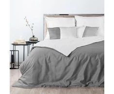 Eurofirany NOVA3 aukštos kokybės medvilninio satino vienspalvės patalynės komplektas, 180 X 200 cm, 2 vnt. 70 X 80cm, spalva: balta / plieno Patalynė