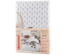 Eurofirany Kalėdinis patalynės komplektas 140x200, balta ir žalia šventinė patalynė, medvilninio satino patalynė, žiemos švenčių patalynė, Kalėdinis antklodės užvalkalų komplektas, miegamojo dekoras