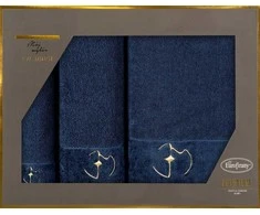 Rankšluostis Eurofirany Medvilninių rankšluosčių rinkinys dėžutėje, 3 dalys, 550 g/m², aksominis apvadas, siuvinėtas logotipas, vonios reikmenys, dovana