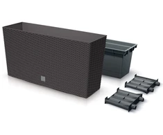 Prosperplast „Rato Case M“ stačiakampis gėlių vazonas su įdėklu, 77 cm, rudos spalvos (DRC800M-440U)