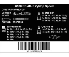 Wera 810 All-in Zyklop Speed terkšlių rinkinys, 3/8" 35 vnt