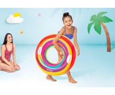 Intex geltonai dryžuotas plaukimo ratas, 91 cm