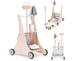 Medinis valymo rinkinys smėlio spalvos vežimėlis ECOTOYS