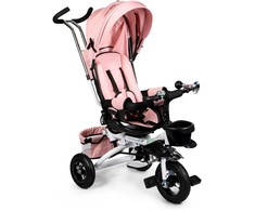 Besisukantis triratukas 360° Rožinė Delux su stogeliu ECOTOYS