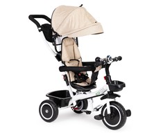 Ecotoys Vaikiškas vežimėlis - triratukas su reguliuojama sėdyne Eco Toys, smėlio spalvos