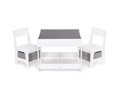 Ecotoys Medinis vaikų baldų komplektas: stalas + 2 kėdės