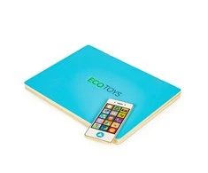 Medinis magnetinis mokomasis lentos nešiojamasis kompiuteris su telefonu ir raidėmis ECOTOYS