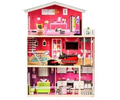 Didelis medinis lėlių namelis su liftu lėlėms - Malibu Residence ECOTOYS