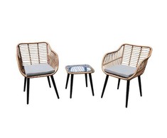 Lauko baldų komplektas Garden Select Rattan sodo baldų komplektas su kėdėmis ir stalu su stikliniu stalviršiu