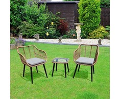 Lauko baldų komplektas Garden Select Rattan sodo baldų komplektas su kėdėmis ir stalu su stikliniu stalviršiu