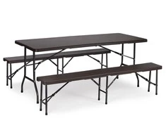 MultiGarden Maitinimo stalas 180cm + 2 suolai Rattan banketinis komplektas