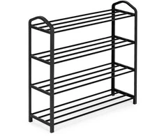 ModernHome metalinė batų lentyna su 4 lentynomis, juoda