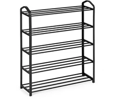 ModernHome metalinė batų lentyna su 5 lentynomis, juoda