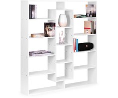 Lentyna ModernHome su 14 lentynų, balta, 135.5x126.5x21 cm
