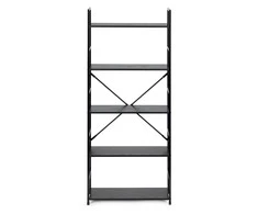 Modernhome Plati lentyna LOFT, medinė 5 lentynos, juoda