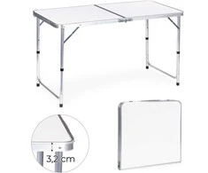 MultiGarden Turistinis stalas sulankstomas stovyklavimo stalas baltas viršus 120 x 60 cm