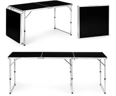 MultiGarden Turistinis stalas, sulankstomas kempingo stalas, juodas viršus, 180 x 60 cm