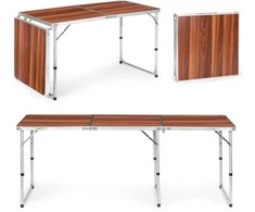 MultiGarden Turistinis stalas, sulankstomas kempingo stalas, rudos spalvos stalviršis, 180 x 60 cm