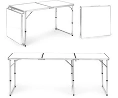 MultiGarden Turistinis stalas, sulankstomas kempingo stalas, baltas stalviršis, 180 x 60 cm