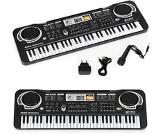 Multistore Vaikiškas pianinas su mikrofonu ir maitinimo šaltiniu