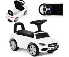 Multistore Vaikiška stumdomoji mašinėlė Mercedes C klasė su interaktyviu vairu ir garsais, balta