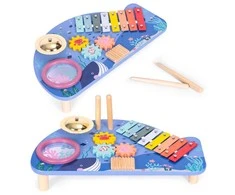 Instrumentų stalas muzikos stalas cimbolai cimbolai mušamieji cimbolai trintuvė jūrų tema ECOTOYS