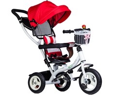 Ecotoys Triratukas Eco Toys, raudoanas-baltas