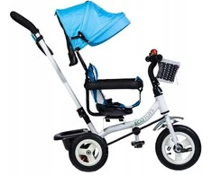 Ecotoys Mėlynas triratukas, ratinis vežimas, besisukantis mėlynas stogas