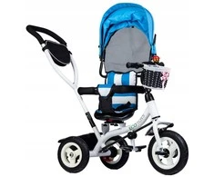Ecotoys Mėlynas triratukas, ratinis vežimas, besisukantis mėlynas stogas