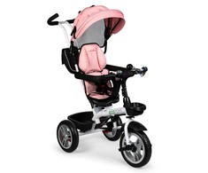 Ecotoys Triratis vežimėlis 360* pasukama sėdynė Rožinė