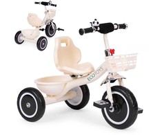 Triratukas su neslystančiomis rankenomis, varpelio krepšys, smėlio spalvos ECOTOYS