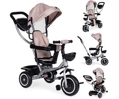 Triratukas vežimėlis 2in1 su pasukama sėdyne, sulankstomu stogeliu - smėlio spalvos ECOTOYS