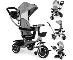 Triratukas vežimėlis 2in1 su pasukama sėdyne, sulankstomu stogeliu - pilkas ECOTOYS