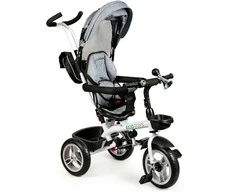 Ecotoys Besisukantis triratukas su gaubtu 360° Pilka