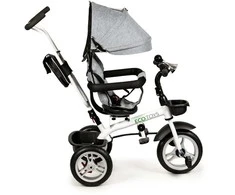 Ecotoys Besisukantis triratukas su gaubtu 360° Pilka