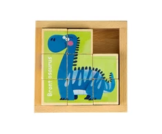 Edukacinė, medinė, kaladėlių dėlionė Ecotoys Dino