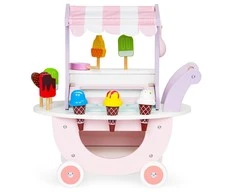 Ecotoys Medinis vežimėlis-ledų parduotuvė vaikams Eco Toys, 12 el